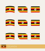 banderas vectoriales de uganda, colección de banderas de uganda. vector