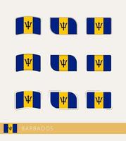 banderas vectoriales de barbados, colección de banderas de barbados. vector