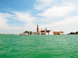 skyline on Venice city with San Giorgio Maggiore island photo