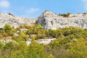 rocks in gorge mariam-dere in Crimean mountains photo