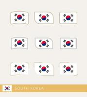 banderas vectoriales de corea del sur, colección de banderas de corea del sur. vector