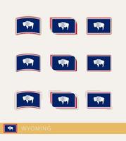 banderas vectoriales de wyoming, colección de banderas de wyoming. vector