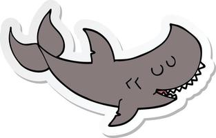 sticker of a cartoon shark vector