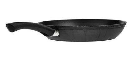 big black fry pan isolated on white photo