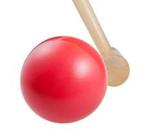 bola de croquet y mazo de madera foto