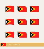 banderas vectoriales de timor oriental, colección de banderas de timor oriental. vector