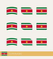 banderas vectoriales de surinam, colección de banderas de surinam. vector