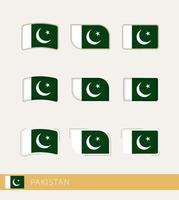 Vector flags of Pakistan, collection of Pakistan flags.