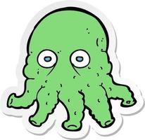 sticker of a cartoon alien squid face vector