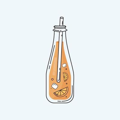 Cocktail with ice and orange Summer lemonade