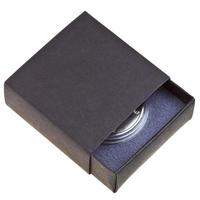 open black box with silver coin photo