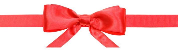 red ribbon and real bow with horizontal cut ends photo