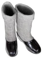 two felt boots in black rubber galosh photo