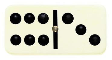 Una ficha de dominó en aislado en blanco foto