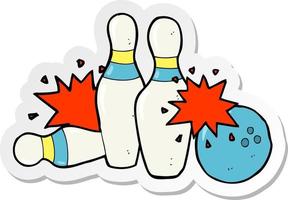 sticker of a cartoon bowling ball and skittles vector