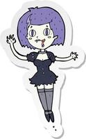 sticker of a cartoon happy vampire girl vector