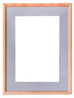 narrow wooden picture frame with grey mat photo