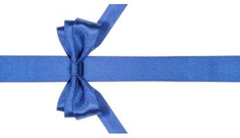 symmetric blue bow with vertically cut end on band photo