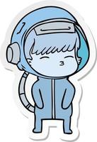 sticker of a cartoon curious astronaut vector