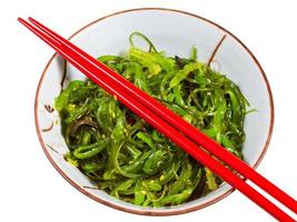 top view of chuka salad - seaweed salad isolated photo