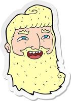 sticker of a cartoon man with beard laughing vector