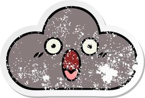 distressed sticker of a cute cartoon storm cloud vector