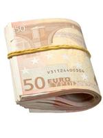 Billetes de 50 euros bajo banda elástica foto