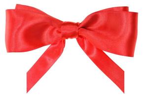 real red silk ribbon bow with vertically cut ends photo