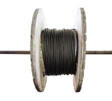 industrial wooden reel with steel wire rope photo