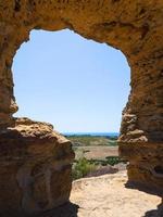 coastline from wall of temple in Agrigento photo