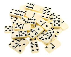 top view of scattered dominoes photo
