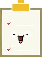 flat color retro cartoon check list vector