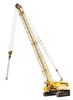 diesel electric yellow crawler crane isolated photo