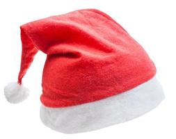 Navidad santa sombrero rojo aislado sobre fondo blanco. foto