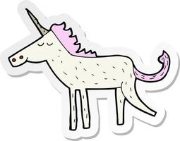 sticker of a cartoon unicorn vector