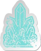 distressed old sticker of crystal gems vector