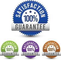 Powerful 4 color satisfaction guarantee badge, icon, symbol, insignia design isolated on white background. vector design.