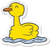 sticker of a cartoon duck vector