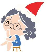 dibujos animados de navidad de kawaii lady vector