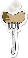 sticker of a cartoon sausage and fork vector