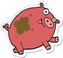 sticker of a cartoon pig vector