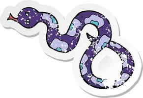 retro distressed sticker of a cartoon snake vector