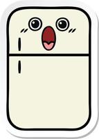 sticker of a cute cartoon fridge freezer vector