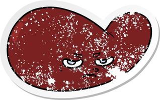 distressed sticker of a cartoon gall bladder vector