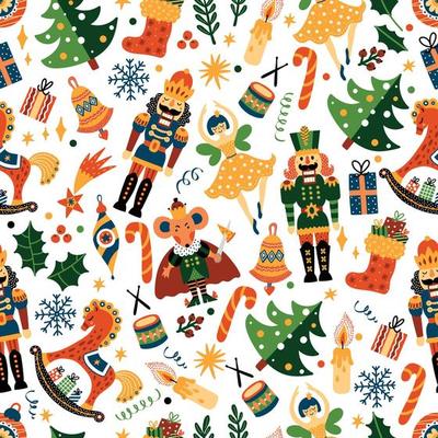 Christmas vector seamless Nutcracker pattern.Seamless pattern can be used for wallpaper, pattern fills, web page background, surface textures.