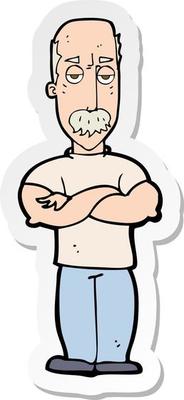 sticker of a cartoon angry man with mustache