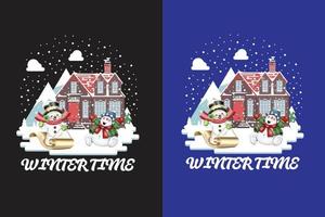 plantilla de diseño de camiseta de invierno y nieve vector