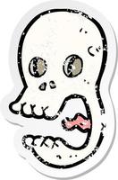 retro distressed sticker of a funny cartoon skull vector