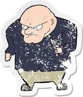 retro distressed sticker of a cartoon evil man vector