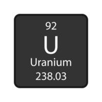 Uranium symbol. Chemical element of the periodic table. Vector illustration.